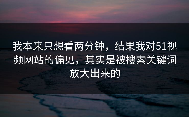 我本来只想看两分钟，结果我对51视频网站的偏见，其实是被搜索关键词放大出来的