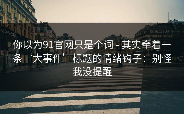 你以为91官网只是个词 - 其实牵着一条‘大事件’标题的情绪钩子：别怪我没提醒