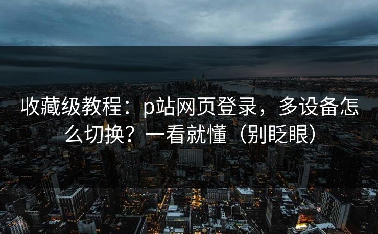 收藏级教程：p站网页登录，多设备怎么切换？一看就懂（别眨眼）