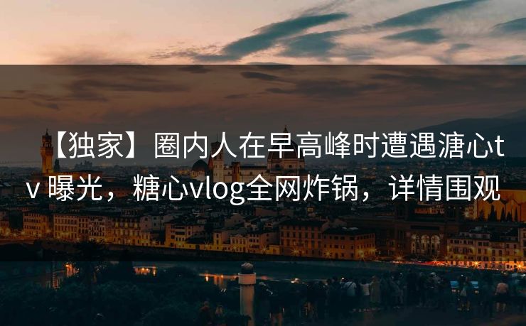 【独家】圈内人在早高峰时遭遇溏心tv 曝光，糖心vlog全网炸锅，详情围观